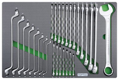 Набор комбинированных и накидных ключей 6-32 мм, 28 пр в мягком ложементе (D) TOPTUL